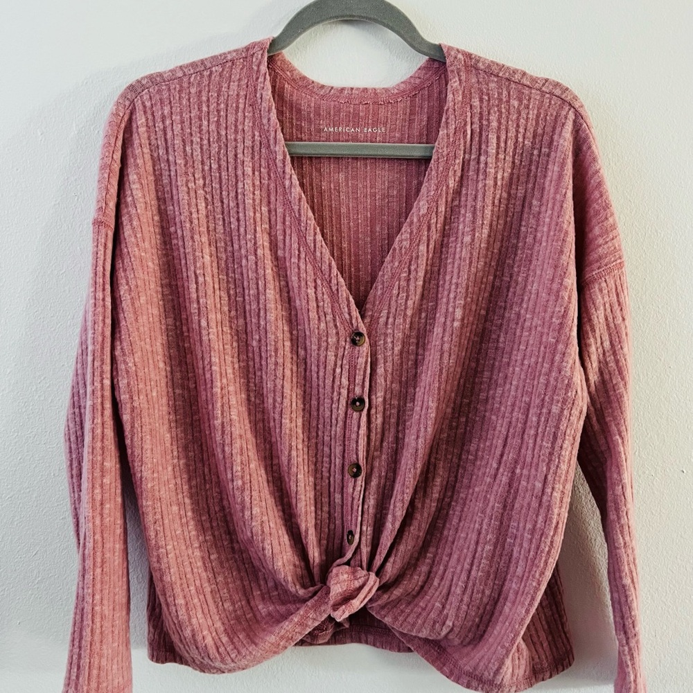 American Eagle Outfitters Mauve Button-Up Cardigan